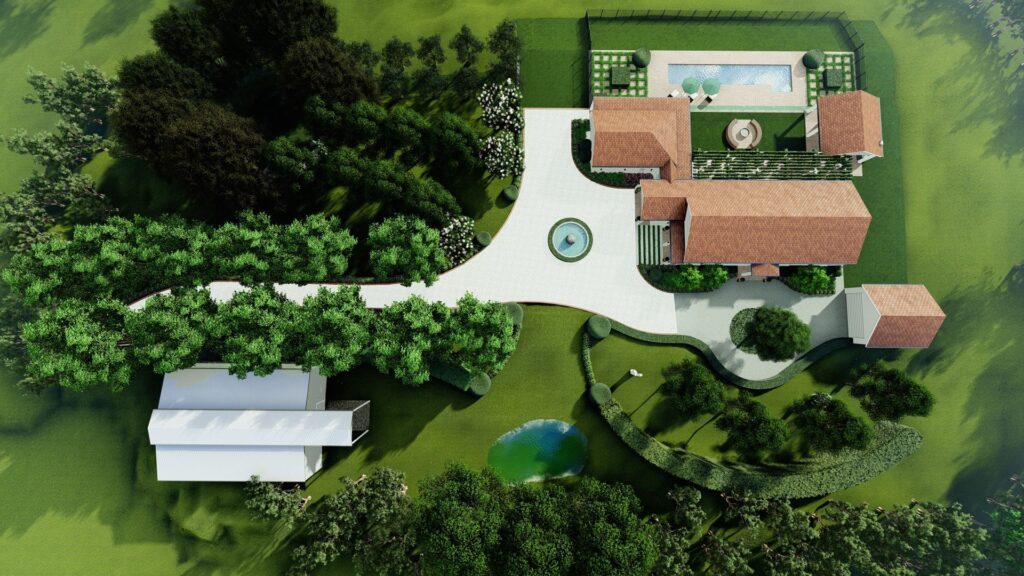 Modern garden design with lush planting around a pool